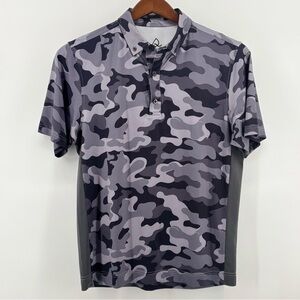 Deolax Mens Black/Gray Camouflage SS Performance Polo Size MD